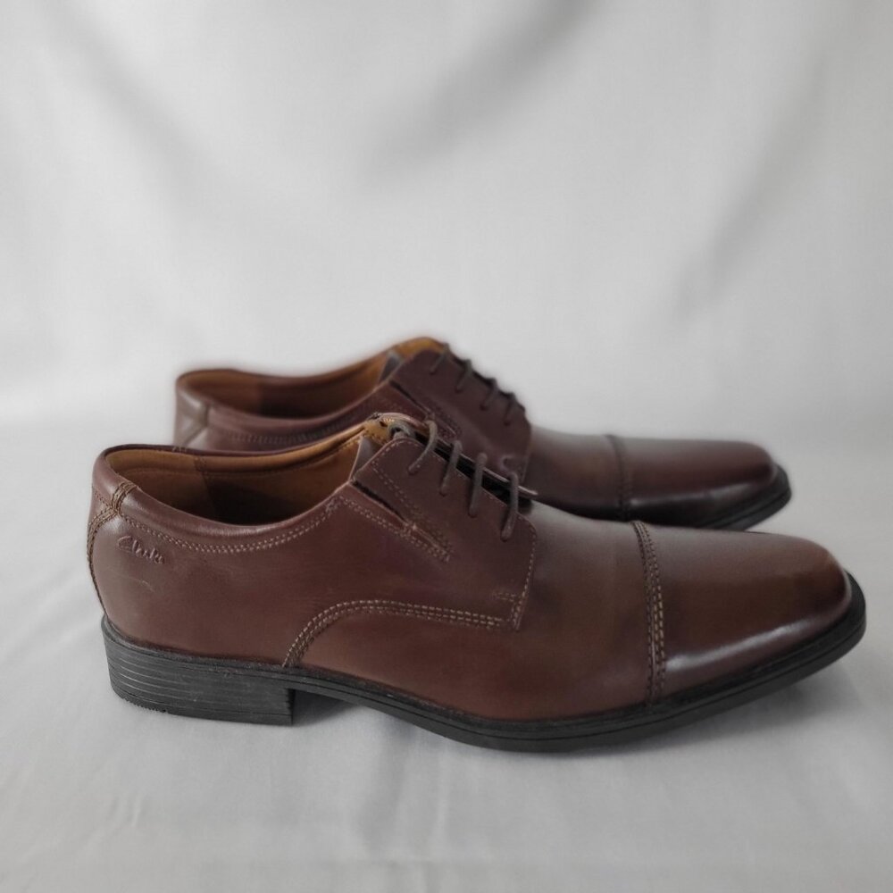 Clarks Tilden Mens Leather Cap-Toe Dress Shoes Never Work Size 10M Brown Comfort